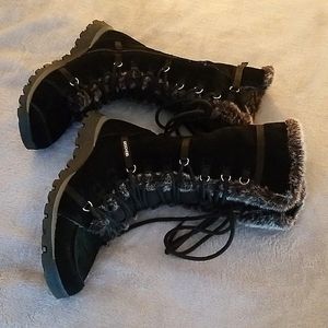 Skechers Grand Jams Unlimited Boots Suede Leather Fur size 10